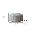 Canvas Round Abstract Pouf Cover - Blue / Gray