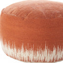 Cotton Round Abstract Pouf Ottoman - Orange / White
