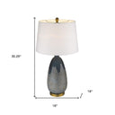 Concrete Table Lamp With Cream Empire Shade - Teal Blue