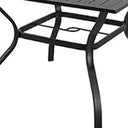 37" x 37" x 28" Square Metal Outdoor Dining Table With Umbrella Hole - Black