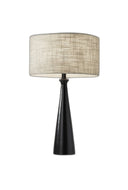 Metal Geo Triangle Table Lamp With Beige Drum Shade - Black