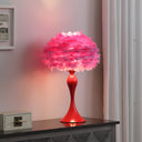 Glam Feather And Red Table Lamp - Hot Pink