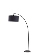 Sleek Arc Floor Lamp With Black Drum Shade - Black - HomeRoots - Floor Lamps - Elite Enclave Home