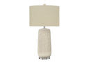 Ceramic Geometric Table Lamp With Beige Drum Shade - Cream - HomeRoots - Table Lamps - Elite Enclave Home
