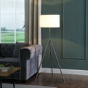 Adjustable Tripod Floor Lamp With White Shade - Chrome - HomeRoots - Floor Lamps - Elite Enclave Home