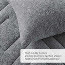 Kyla - King/California King Double Diamond Quilted Teddy Comforter Set - Gray - Comfort Spaces - Comforters & Sets - Elite Enclave Home