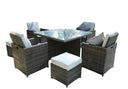 9 Piece Glass Dining Set - Clear And Gray