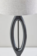Solid Wood Round Table Lamp With Gray Drum Shade - Black - HomeRoots - Table Lamps - Elite Enclave Home