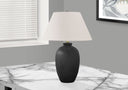 Ceramic Round Table Lamp With Ivory Empire Shade - Black - HomeRoots - Table Lamps - Elite Enclave Home