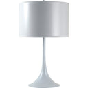 Metal Table Lamp With White Classic Drum Shade - White