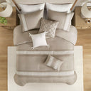 Lacey - 7 Piece Lace Trim Comforter Set With Throw Pillows - Taupe