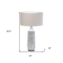 Lamp Base LED With Beige Shade - Gray