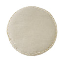 Cotton Blend Round Striped Pouf Ottoman - Natural And Ivory