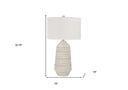 Ceramic Geometric Table Lamp With Cream Drum Shade - Ivory - HomeRoots - Table Lamps - Elite Enclave Home