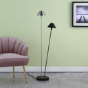 Two Lights LED Novelty Floor Lamp With Black And Silver Empire Shade - Nickel - HomeRoots - Floor Lamps - Elite Enclave Home