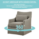 London - Skirted Swivel Chair - Tan Multi - Martha Stewart - Swivel Chairs - Elite Enclave Home