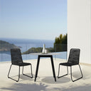 3 Piece Stone Dining Set With Two Chairs - Gray And Black