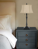 Metal Two Light Candlestick Table Lamp With Beige Empire Shade - Black - HomeRoots - Table Lamps - Elite Enclave Home