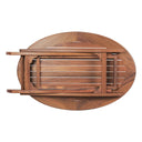 Oval Solid Wood Folding Outdoor Side Table - Brown