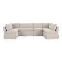 Fable - 6 Piece Slipcover Dining Banquette U - Shape - Beige - Moe's Home Collection - Stationary Sectionals - Elite Enclave Home