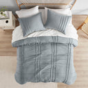 Porter - Queen Soft Washed Pleated Comforter Set - Blue / Gray