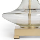 Glass LED Table Lamp With Drum Shade - Clear Beige