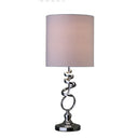 Bedside Table Lamp With Off-White Drum Shade - Nickel