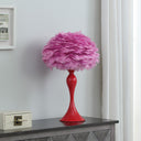 Glam Feather And Red Table Lamp - Hot Pink