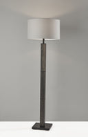 Traditional Shaped Floor Lamp With Off - White Drum Shade - Black - HomeRoots - Floor Lamps - Elite Enclave Home