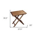 28" Solid Wood Folding Outdoor Side Table - Brown