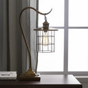 Metal Lantern Desk Table Lamp With Antiqued Brass Drum Shade - Antiqued Brass - HomeRoots - Table Lamps - Elite Enclave Home