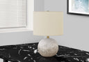20" Concrete Round Table Lamp With Ivory Drum Shade - Gray - HomeRoots - Table Lamps - Elite Enclave Home