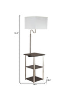 Steel Tray Table Floor Lamp With Square Shade - Silver White - HomeRoots - Floor Lamps - Elite Enclave Home
