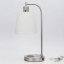 Metal Round USB Table Lamp With White Empire Shade - Nickel - HomeRoots - Table Lamps - Elite Enclave Home