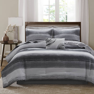Saben - Full 9 Piece Comforter Set With Bed Sheets - Black