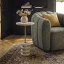 Adames - Travertine Drink Table - Brass / White