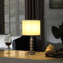 18" Metal Table Lamp With White Globe Shade - Silver