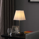 Bedside Table Lamp With White Empire Shade - Silver