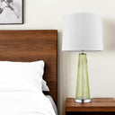 Glass Buffet Lamp With Off - White Empire Shade - Green - HomeRoots - Table Lamps - Elite Enclave Home