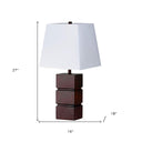 27" Bedside Table Lamp With White Shade - Brown