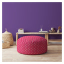 Cotton Round Polka Dots Pouf Cover - Pink / White