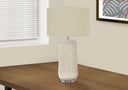 Ceramic Geometric Table Lamp With Beige Drum Shade - Cream - HomeRoots - Table Lamps - Elite Enclave Home