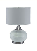 Gourd Bedside With White Shade - Silver
