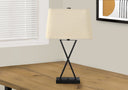 Metal Geometric USB Table Lamp With Beige Shade - Black - HomeRoots - Table Lamps - Elite Enclave Home