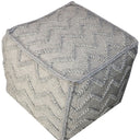 Wool Cotton Blend Cube Chevron Pouf Ottoman - Gray