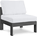 Meridian Nizuc Outdoor Patio Armless Chair – modular design with waterproof fabric cushions and aluminum frame