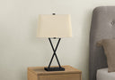 Metal Geometric USB Table Lamp With Beige Shade - Black - HomeRoots - Table Lamps - Elite Enclave Home