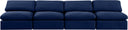 Indulge - Velvet 4 Seat Modular Armless Sofa - Meridian Furniture - Stationary Sectionals - Elite Enclave Home
