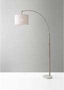 Arc Floor Lamp With Off - White Solid Color Drum Shade - Brass - HomeRoots - Floor Lamps - Elite Enclave Home
