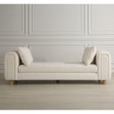 Uttermost Repose Oversized Ivory Bench – soft ivory faux sheepskin upholstery with chunky curved frame and light oak dowel feet 
